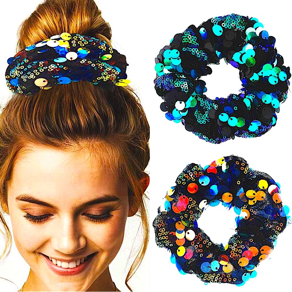 NWT Sequin Hair Scrunchie 2Pc Set